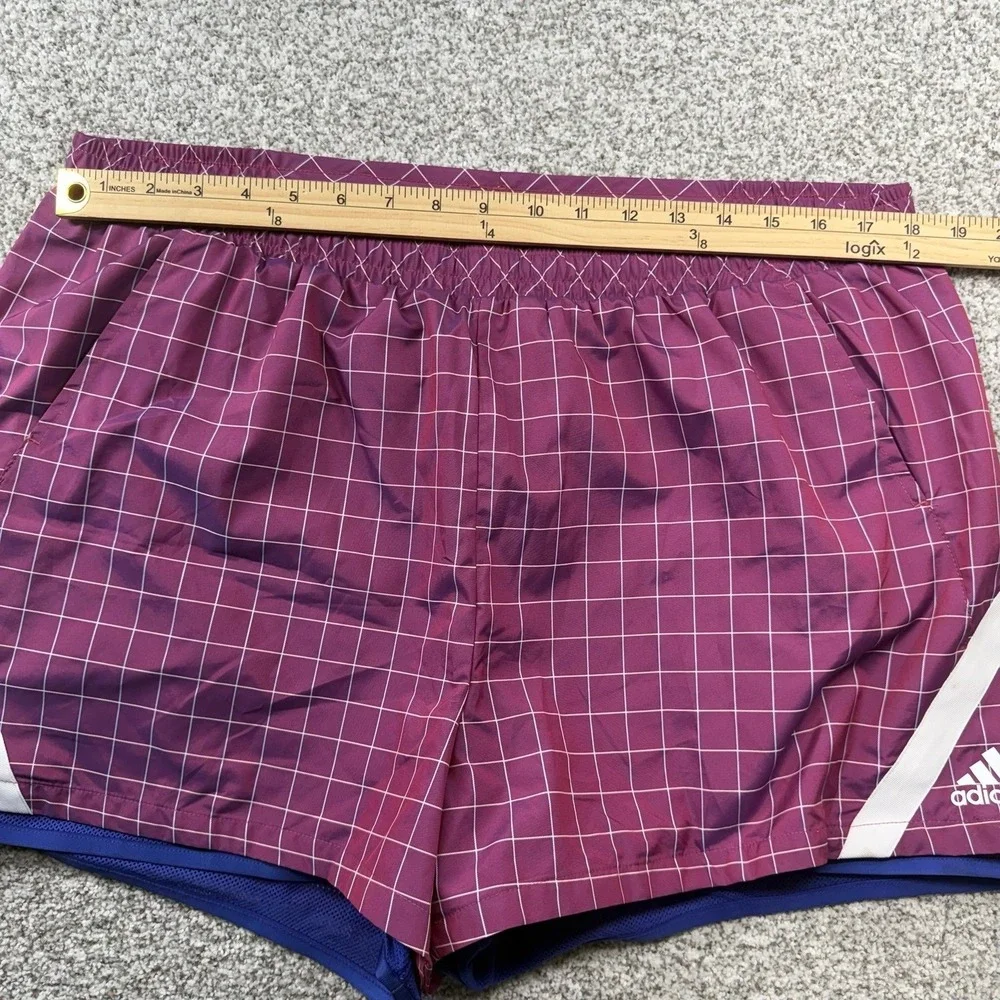 NWT Women's Adidas Prime Blue Purple Plaid Ripstop Athletic Sports Short Size XL